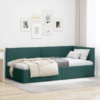 Hoekbedframe met hoofdeinde Donkergroen 90 x 190 cm Stof