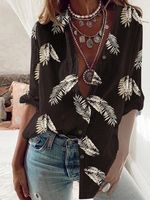 Casual Loose Shirt Collar Abstract Blouse - thumbnail