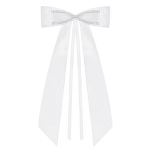 PartyDeco trouwauto antenne lint strik - Bruiloft - wit - 4x stuks - 14 cm - just married - Feestdecoratievoorwerp