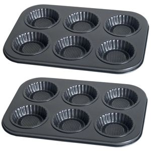 2x stuks muffins en cupcakes bakken bakvorm/bakblik 26 x 19 cm - voor 6x stuks