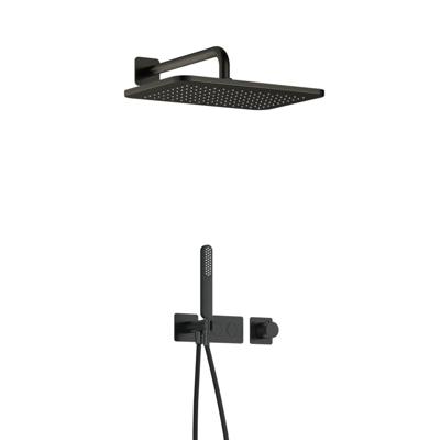 Hotbath Gal - GL106 - Inbouw Regendoucheset - Geborsteld Gunmetal PVD - Thermostatisch - Wandarm 35 cm - Hoofddouche 270x400 mm - Staafhanddouche - met GL106