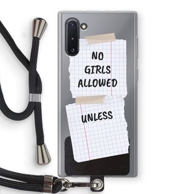 No Girls Allowed Unless: Samsung Galaxy Note 10 Transparant Hoesje met koord