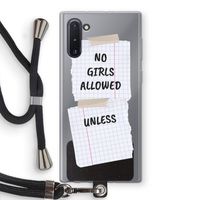 No Girls Allowed Unless: Samsung Galaxy Note 10 Transparant Hoesje met koord