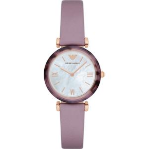 Emporio Armani Gianni T-Bar dameshorloge AR11003|MOP wijzerplaat|paarse leren band