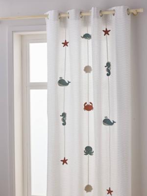 Under the Ocean eyelet gordijnslinger met zeedieren wit