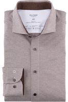 OLYMP Level Five 24/Seven Dynamic Flex Body Fit Jersey shirt bruin, Motief - thumbnail