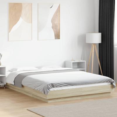 Bedframe bewerkt hout sonoma eikenkleurig 135x190 cm