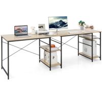 Bureau L-vorm, Omkeerbaar Hoekbureau met 4 Planken, Gaming Computertafel Hoektafel voor Thuiskantoor 151 x 151 x 75 cm Natuurlijk