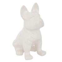 Beeldje Franse Bulldog hond Eden - 22 cm - keramiek - wit- beeld