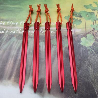 5 stuks aluminiumlegering Tent Peg nagel buiten reizen Tent Accessoires met touw lengte: 18cm(Red)
