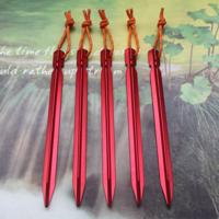 5 stuks aluminiumlegering Tent Peg nagel buiten reizen Tent Accessoires met touw lengte: 18cm(Red)