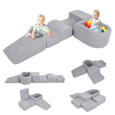 5-Delige Motoriekbaan voor Kinderen van Schuimrubber met Ballenbak Motoriekmodule voor Baby's met Wasbare Sherpa-Hoes