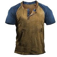 Voor heren Henley-shirt T-shirt Kleurenblok Henley Straat Vakantie Korte mouw Button-omlaag Kleding Ontwerper Basic Modern eigentijds Lightinthebox - thumbnail