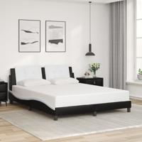Bedframe met hoofdbord kunstleer zwart en wit 160x200 cm