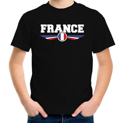 Frankrijk landen supporters t-shirt - zwart - kinderen - Fan kleding - EK / WK / Olympische spelen