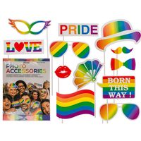 Foto props setje van 12x stuks - Gay Pride/Regenboog thema kleuren - Verkleed artikelen   - - thumbnail