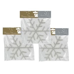 3x stuks kersthanger sneeuwvlok met glitters 25 cm kerstboomversiering