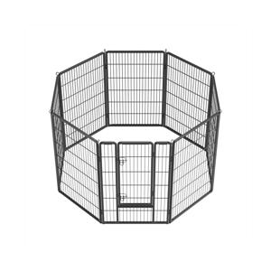 Dierenbox met hek, achthoekig, Zwart / XXXL (77 x 120 cm)