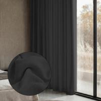 Sale: -35% | Gordijnen Met Linnen Look - Ringen - Zwart 250x300 Cm - - Dekbed-Discounter.nl