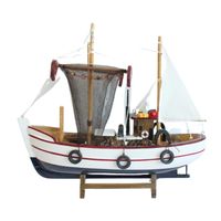 Vissersboot schaalmodel - Hout - 30 x 8 x 27 cm - Maritieme boten decoraties voor binnen   - - thumbnail