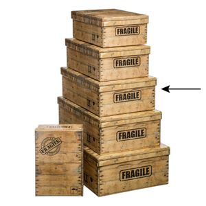5Five Opbergdoos/box - houtkleur - L40 x B26.5 x H14 cm - Stevig karton - Woodybox
