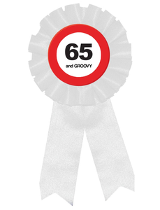 Rozet Verkeersbord 65 Jaar &apos;and Groovy&apos;
