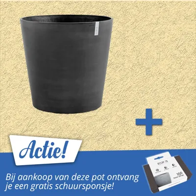 Bloempot Amsterdam 60 cm Donkergrijs Antraciet met wielen Ecopots