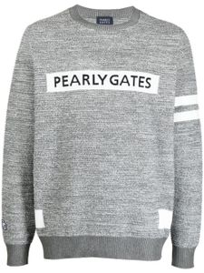 PEARLY GATES pull à logo en maille intarsia - Gris