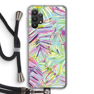 Tropical Palms Blue: Samsung Galaxy A32 5G Transparant Hoesje met koord