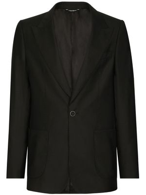 Dolce & Gabbana blazer en soie mélangée Portofino à simple boutonnage - Noir