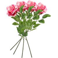 8x Roze rozen Marleen kunstbloemen 63 cm