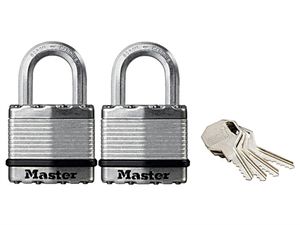 Masterlock 2 x 45mm keyed alike padlocks with treated steel body for weather resi - M1EURT