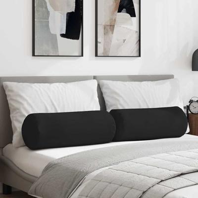 Bolster Kussens 2 pcs Zwart 25 x 70 cm Microvezel Stof Bolster Kussens 2 pcs Zwart 25 x 70 cm Microvezel Stof