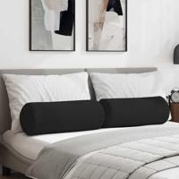 Bolster Kussens 2 pcs Zwart 25 x 70 cm Microvezel Stof Bolster Kussens 2 pcs Zwart 25 x 70 cm Microvezel Stof