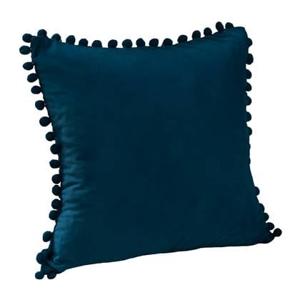 QUVIO Kussenhoes 50 x 50cm met bolletjes fluweel - Donkerblauw