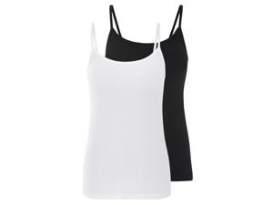 esmara 2 dames spaghettitops (Zwart/wit, L (44/46))