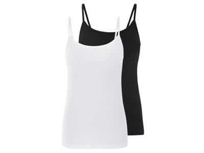 esmara 2 dames spaghettitops (Zwart/wit, XS (32/34))