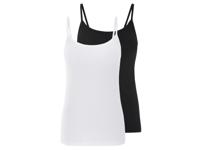 esmara 2 dames spaghettitops (Zwart/wit, L (44/46))