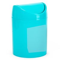 Mini prullenbakje - blauw - kunststof - met klepdeksel - keuken aanrecht/tafel model - 1,4 Liter