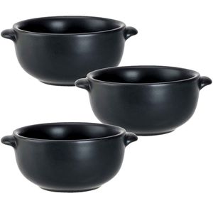 Set van 4x stuks kleine tapas/amuse soepkommetjes zwart van porselein 10 cm rond