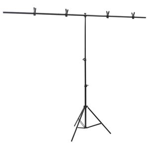 vidaXL Achtergrondstandaard T-vormig 201x60x(70-200) cm zwart