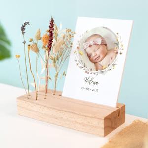 Forex kaart boog in houten houder met droogbloemen