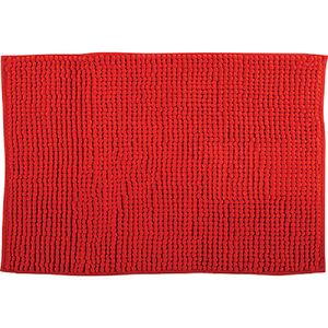 MSV Badkamerkleed/badmat tapijtje voor op de vloer - rood - 50 x 80 cm - Microvezel - Badmatjes