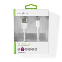 Nedis USB-Kabel | USB 3.2 Gen 2 | USB-A Male naar USB-C Male | 10 Gbps | 1 m | 1 stuks - CCGW61650WT10 CCGW61650WT10 - thumbnail