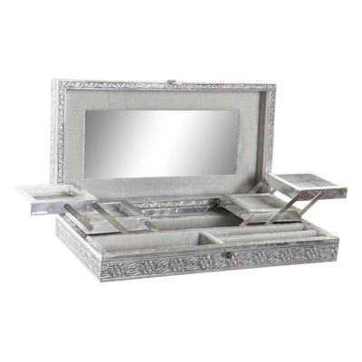 Doos-Juwelenkistje Home ESPRIT Zilverkleurig Natuurlijk Hout Aluminium 38 x 20 x 7,5 cm