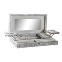 Doos-Juwelenkistje Home ESPRIT Zilverkleurig Natuurlijk Hout Aluminium 38 x 20 x 7,5 cm
