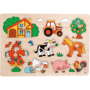 Boerderij houten knoppuzzel, 9 stukjes