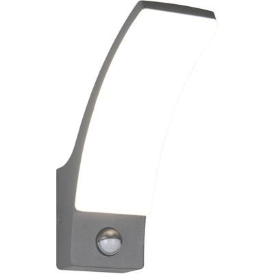 LED Tuinverlichting - Trion Orix - Wandlamp Buitenlamp - 1 Lichtpunt van 12.5 Watt - Natuurlijk Wit 4000K - Bewegingssensor - Antraciet - Gegoten Aluminium