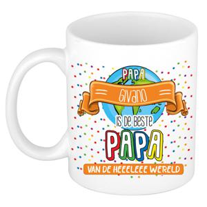 Naam mok papa Givano - wit - de beste - keramiek - 300 ml - Vaderdag/verjaardag