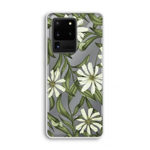 Wit bloemenpatroon: Samsung Galaxy S20 Ultra Transparant Hoesje